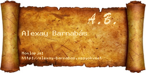 Alexay Barnabás névjegykártya
